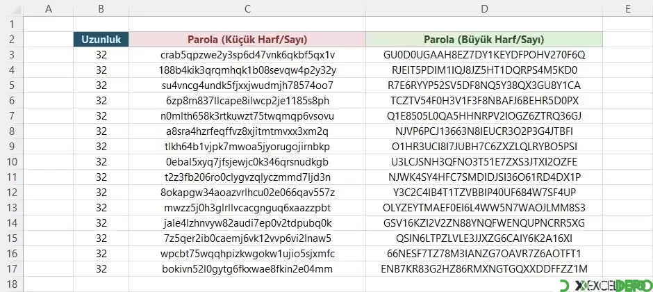 Karışık İçerikli Rastgele Değerler Oluşturma