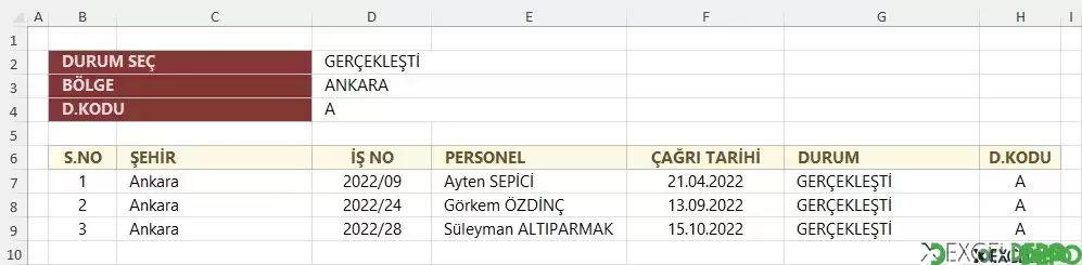 Başka Sayfadan Koşullu Veri Filtreleme