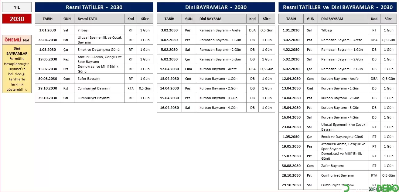 Resmi Tatil Ve Dini Bayram Tarihlerini Otomatikleştirme