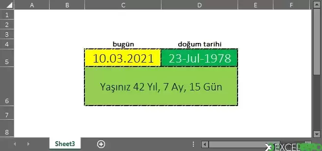 Excel Formülleri ile Yaş Hesaplama