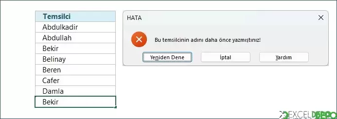 Tekrar Eden Değerleri Engelleme