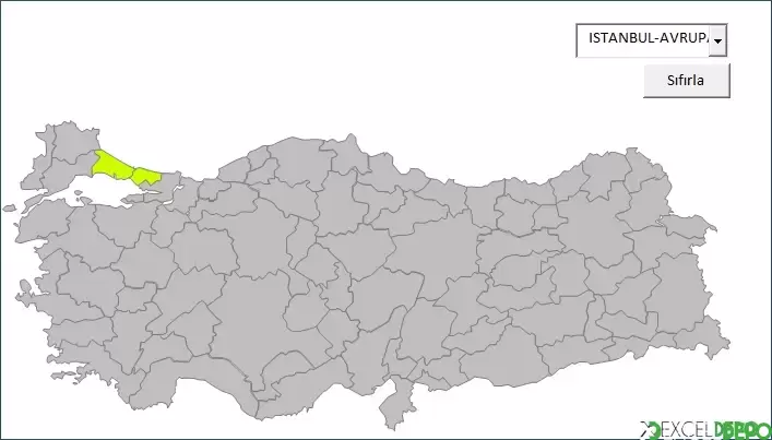 Haritada Şehir Renklendirme ve Bilgi Listeleme