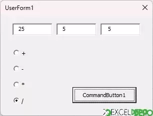 UserForm Kullanarak Dört İşlem Yapma