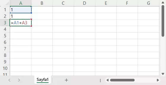 Döngüsel Başvuru Hatası veren formül