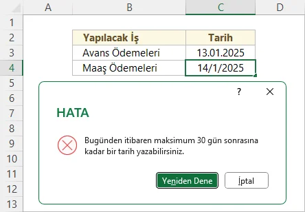 Bugünden İtibaren X Gün Kadar Sonrasını Yazma