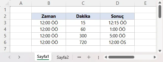 Zamana Ondalık Biçimde Dakika Ekleme