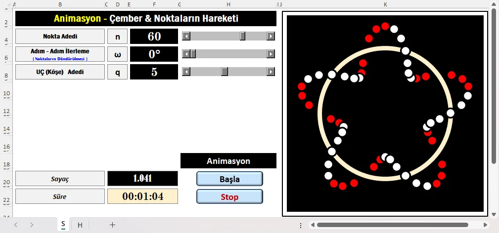 Çember ve Noktalara Hareketli Animasyon Ekleme