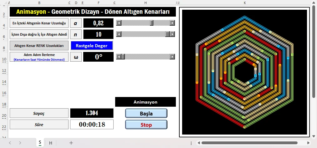 Dönen Düzgün Altıgen Kenarlar Oluşturma