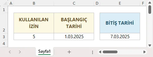 İzin Bitiş Tarihi Hesaplama