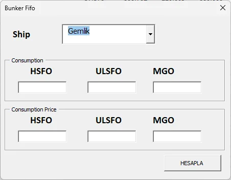 Fifo Gemi Yakıt Tüketimi Hesaplama