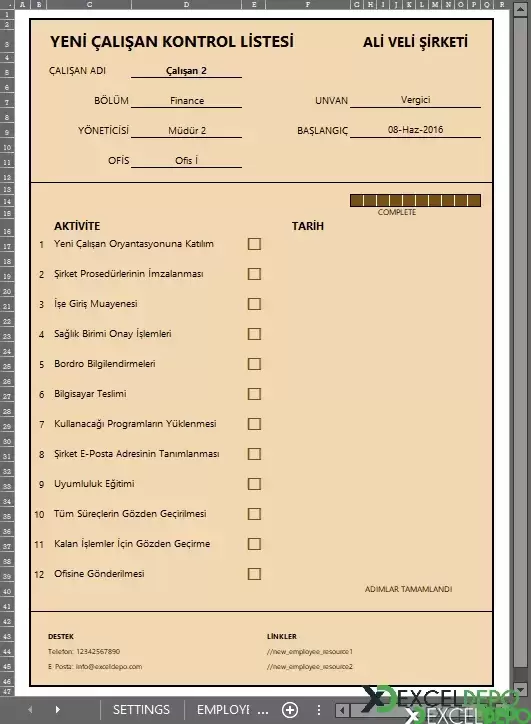 Yeni Çalışan Kontrol Listesi Oluşturma Checklist