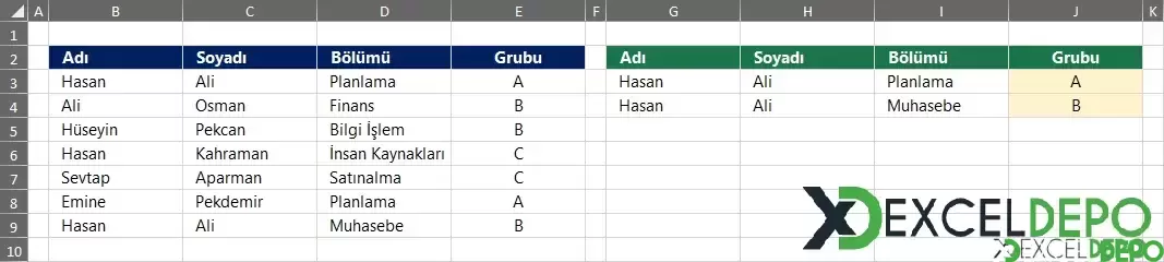 Birden Fazla Kriterli DÜŞEYARA