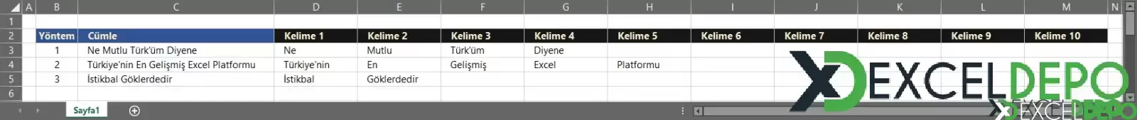 Excel Formülleri ile Metni Sütunlara Bölme