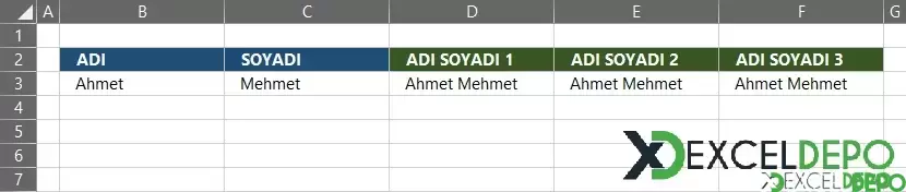 Excel Kelimeler Arası Boşluk Bırakma