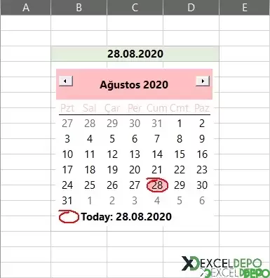 Excel Tarih Seçici Ekleme