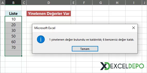 Excel Yinelenenleri Kaldır-5.webp