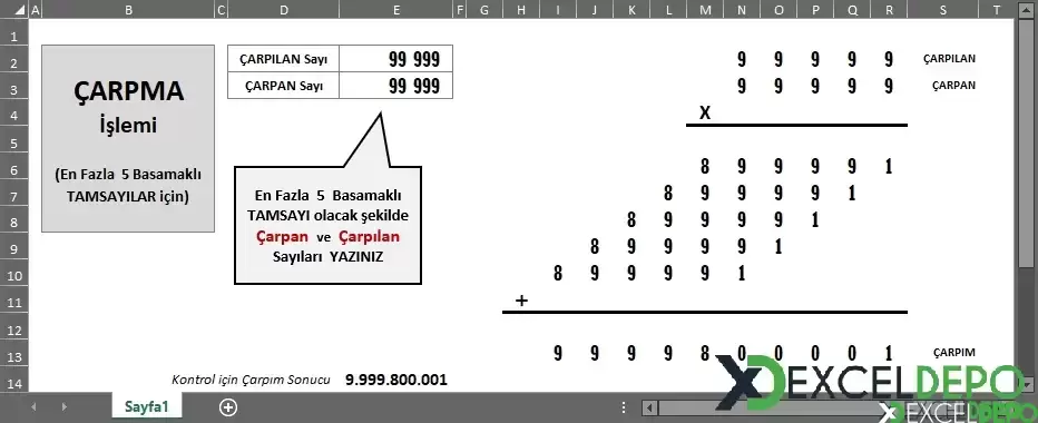 X Basamaklı İki Sayının Basamak Basamak Çarpma