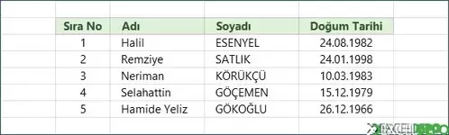 Tek Sütuna Kopyalanan Verileri Sütunlara Dağıtma