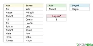 DÜŞEYARA ile İstenen Sıradaki Sonucu Listeleme