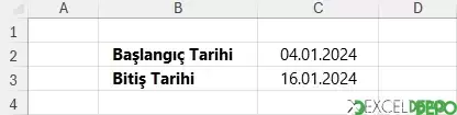 Başlangıç ve Bitiş Tarihlerinden Tarih Aralığı Oluşturma