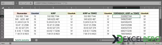 Bir Hücreden Tüm Boşlukları Kaldırma