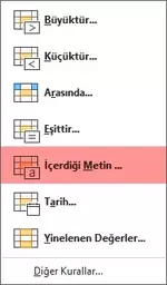 İçerdiği Metin Kuralı