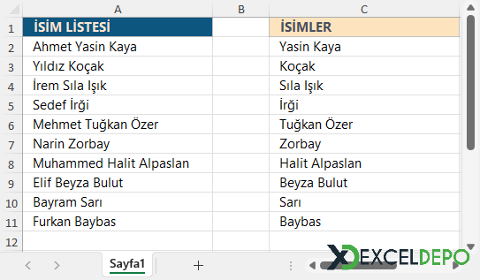 Sonrakimetin Formülü Kullanım Örneği