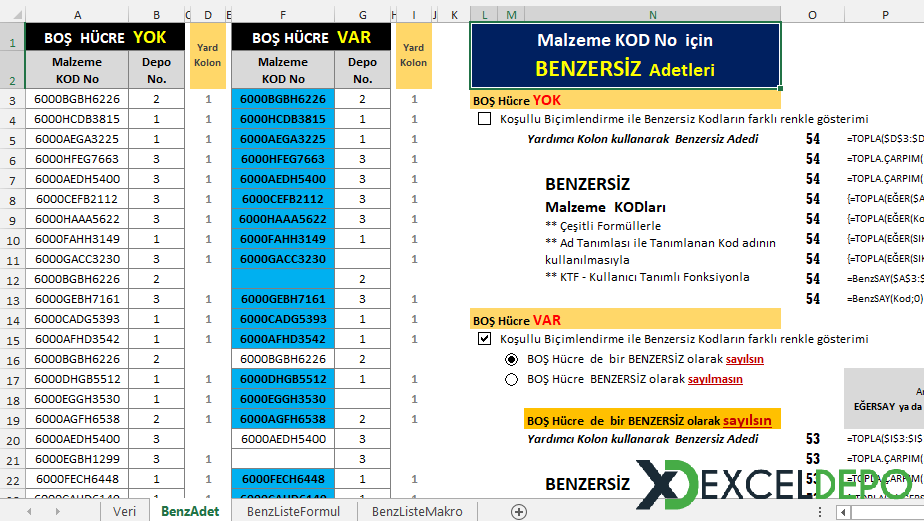 Benzersizlerin Listelenmesi